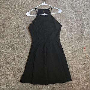 Women's Black Halter Neck Skater Style Flare Mini Dress Small